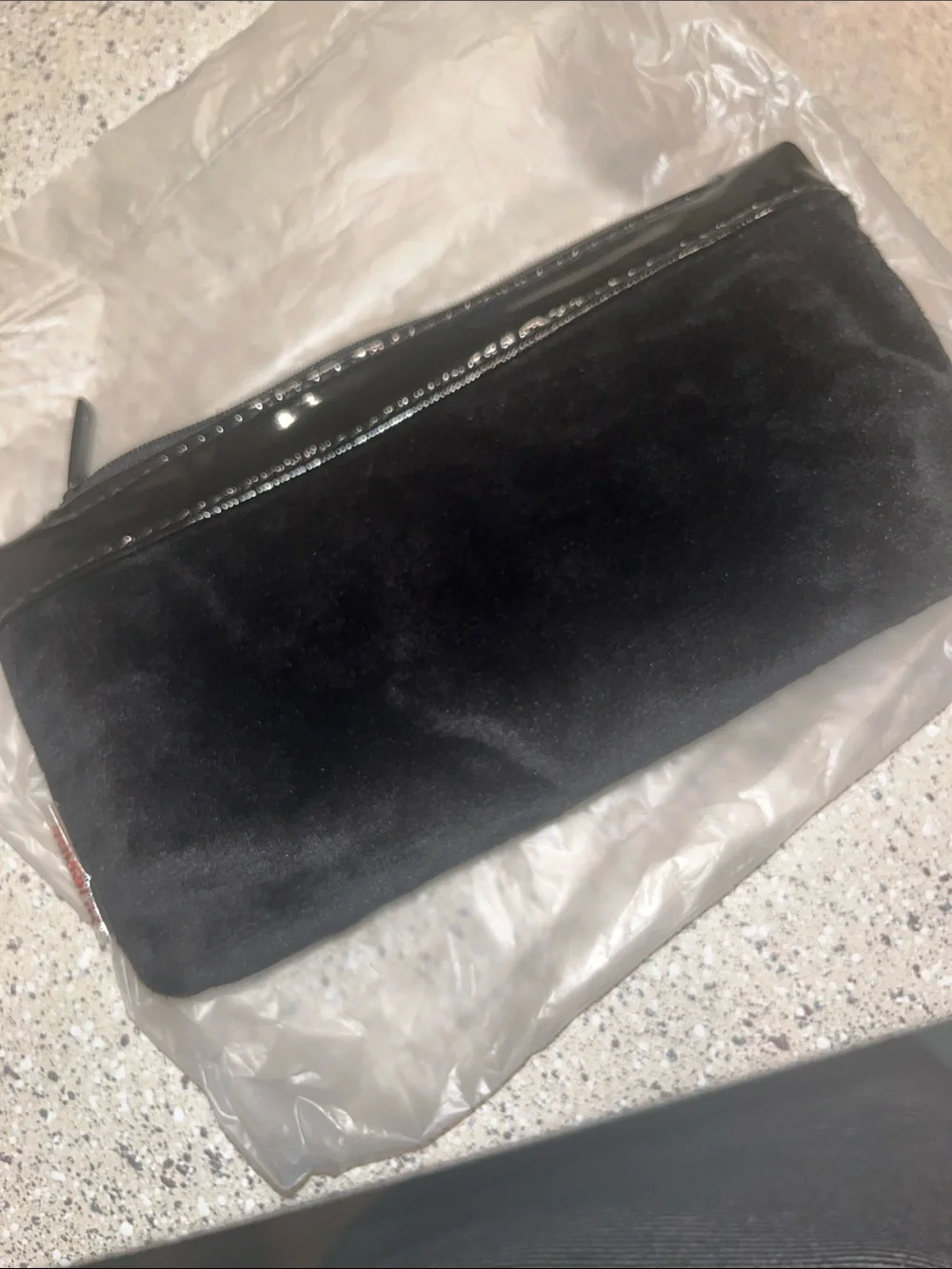 CHANEL Black Velvet CC Logo Makeup Pouch